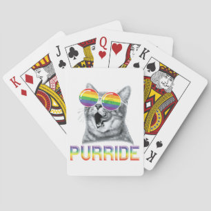 Rolig Katt Gay Pride Regnbåge Solglasögon HBTQ Casinokort