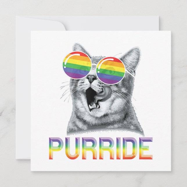Rolig Katt Gay Pride Regnbåge Solglasögon HBTQ  Inbjudningar (Framsida)
