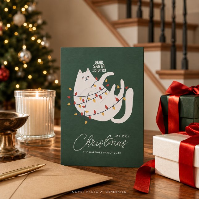 Rolig katt God jul hälsning Julkort (Skapare uppladdad)
