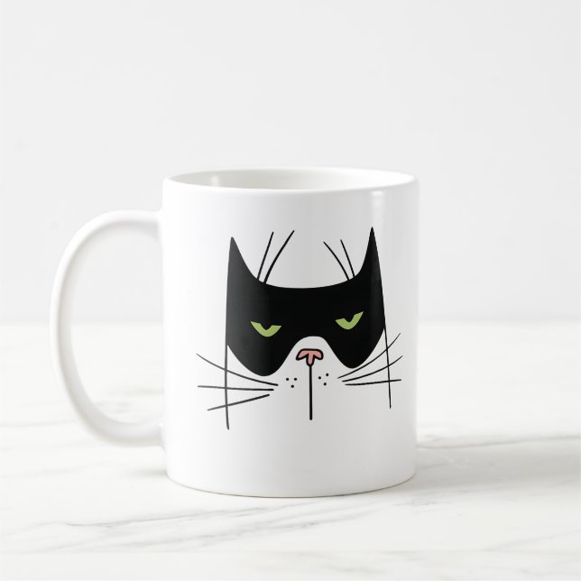 Rolig katt God morgon Uppvaktningscitat Kaffemugg (Vänster)