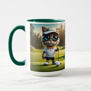 Rolig katt golfspelare, mugg