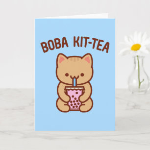 Rolig katt gratulationskort: BOBA KIT-TEA Kort