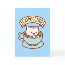 Rolig katt gratulationskort: KATTPUCCINO