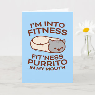 Rolig katt gratulationskort: PURRITO FITNESS Kort