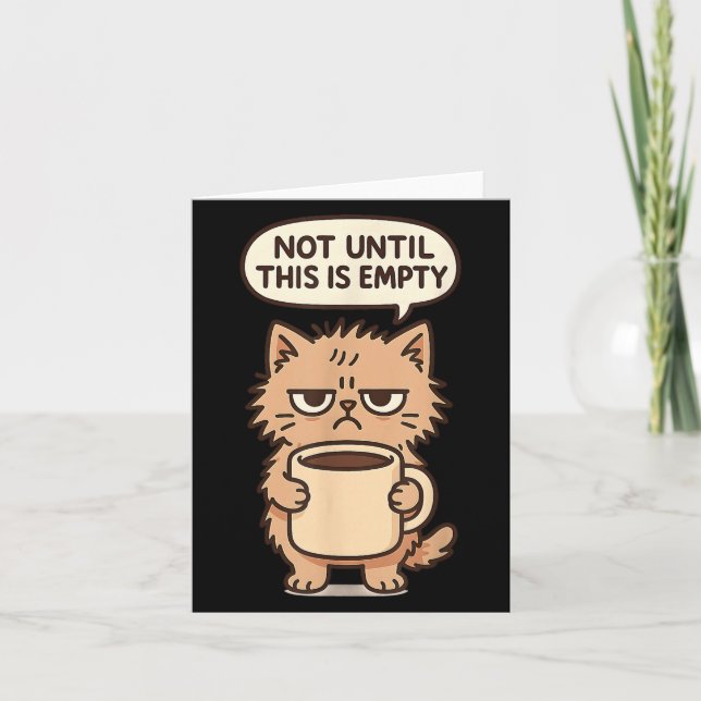 Rolig Katt Grinig Kaffeälskare Inte Morgonmänniska Kort (Framsida)