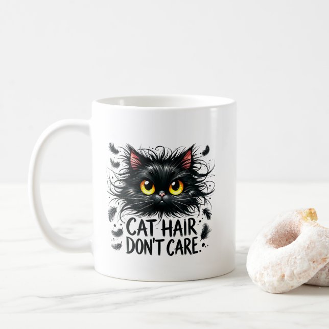 Rolig katt hår sarkasm ord konst  kaffemugg (Med munk)
