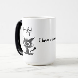 Rolig Katt "Hjälp! Jag har ett möte" Tecknad Mugg