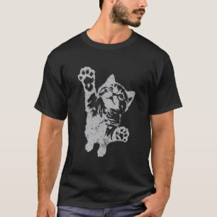 Rolig katt hoppar upp dumt distressed vintage grun t shirt