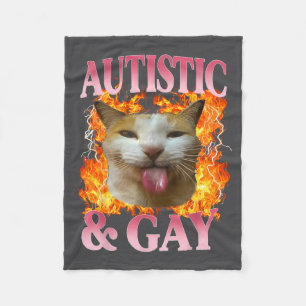 Rolig Katt Humor Citat Autistisk Och Gay Katt Meme Fleecefilt