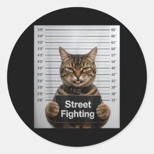 Rolig katt Humor För Kattunge Husdjur Gatumotstånd Runt Klistermärke