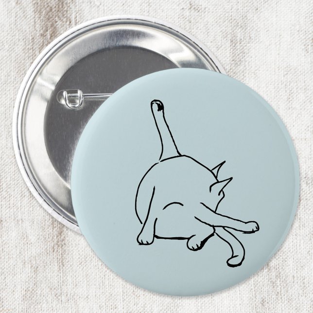 Rolig katt-humor knapp (Funny cat humor cat washing bottom or cat yoga button for animal lovers)
