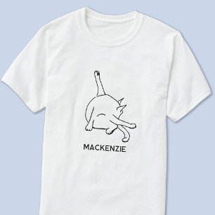 Rolig Katt Humor Linje Konst Personlig Namn T Shirt