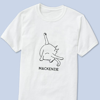 Rolig Katt Humor Linje Konst Personlig Namn T Shirt