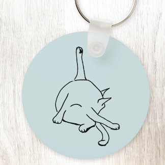 Rolig katt Humor Linjedragningskonst Nyckelring