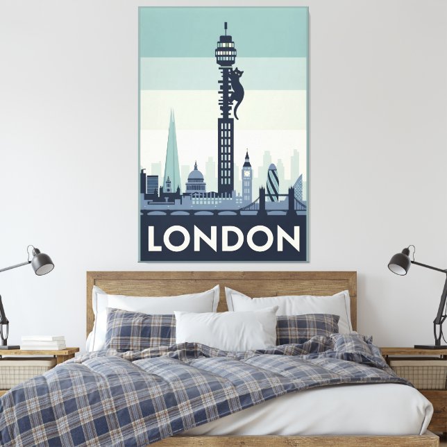 Rolig katt i London Canvastryck (Insitu (sovrum))