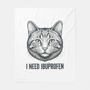 Rolig Katt Ibuprofen Vintage Gravyr Design_1 Fleecefilt