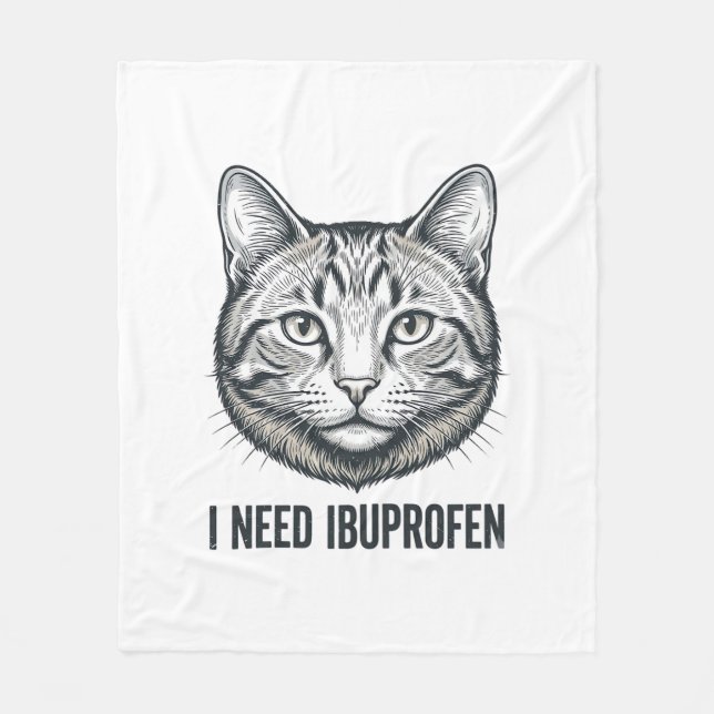 Rolig Katt Ibuprofen Vintage Gravyr Design_1 Fleecefilt (Framsidan)