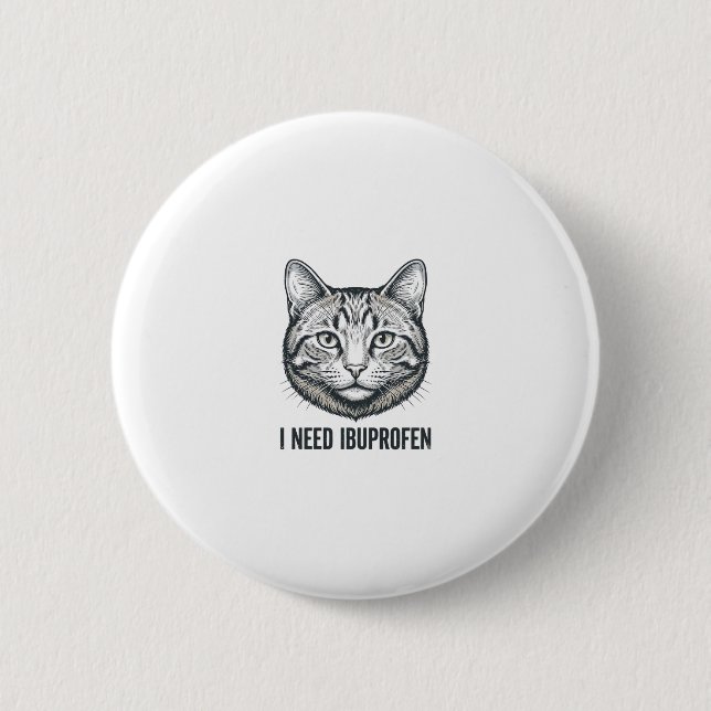 Rolig Katt Ibuprofen Vintage Gravyr Design_1 Knapp (Framsida)