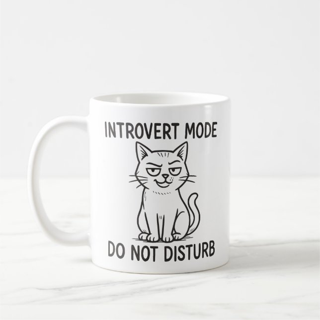 Rolig Katt Introvert Mode Stör Ej Mugg (Vänster)