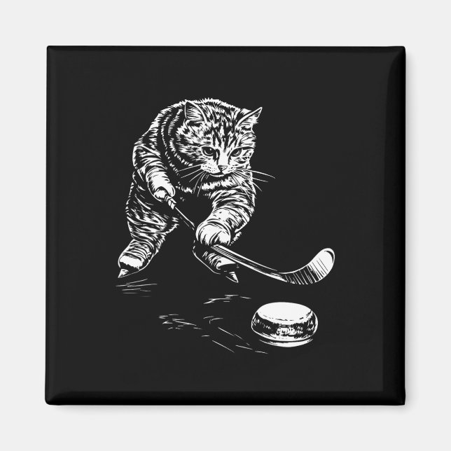 Rolig katt ishockeygrafik  magnet (Framsidan)