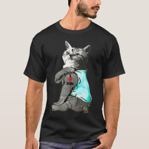 Rolig Katt Jag älskar Mamma Tattoo Kattunge Älskar T Shirt