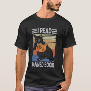 Rolig katt jag läser förbjudna böcker bokmaskar äl t shirt