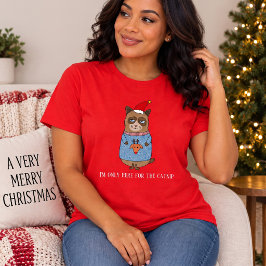 Rolig katt jul firande t shirt