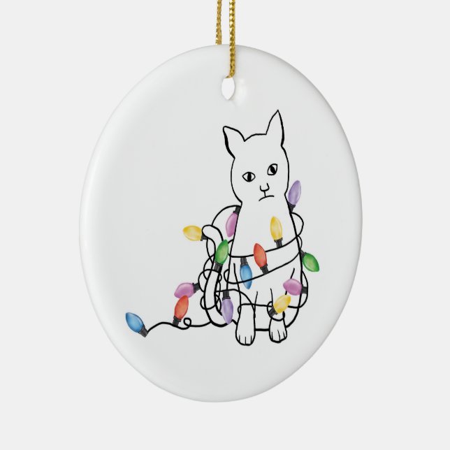 Rolig katt jul  julgransprydnad keramik (Höger)