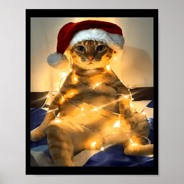 Rolig katt jul meme skjorta Söt högtid meme C Poster (Framsidan)