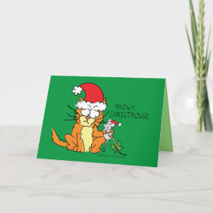 Rolig katt jul Söt mus Kort