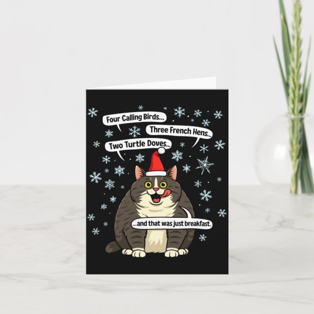 Rolig katt julkarpsång meme merch jultomte hatt ki kort (Framsida)