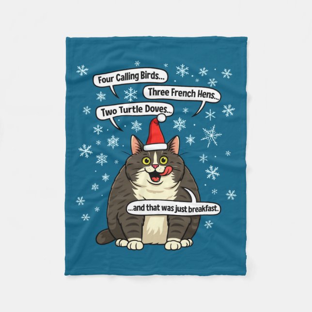 Rolig katt julkarpsjäl meme merch jultomte hatt ki fleecefilt (Framsidan)