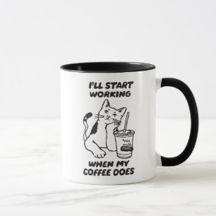 Rolig katt Kaffe Kollegor Kontor Mugg