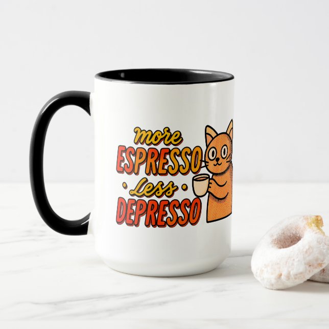 Rolig Katt Kaffe Mugg (Med munk)