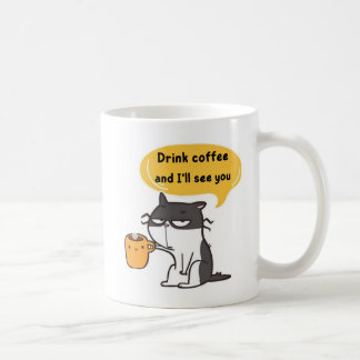Rolig Katt Kaffe Mugg – Drick Kaffe och Jag Ses