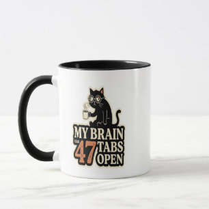 Rolig Katt Kaffe Mugg med Texten 'Hjärnan Laddar..