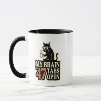 Rolig Katt Kaffe Mugg med Texten 'Hjärnan Laddar..
