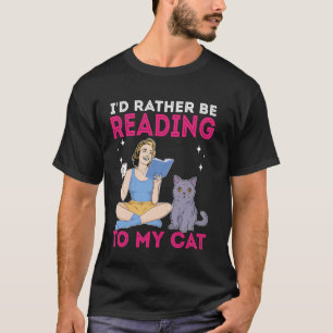 Rolig Katt, Kaffe och Bok Katt Kaffe Böcker Design T Shirt