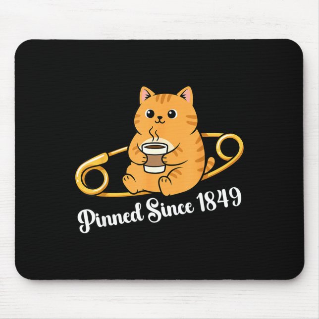 Rolig katt kaffe stift dag sedan 1849 design  musmatta (Framsidan)