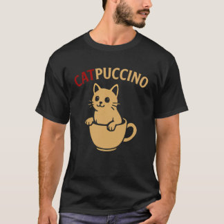 Rolig katt kaffe TShirt Söt cappuccino Djur Caf T Shirt