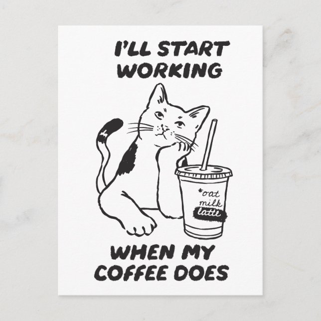 Rolig katt kaffebröd kort (Framsida)