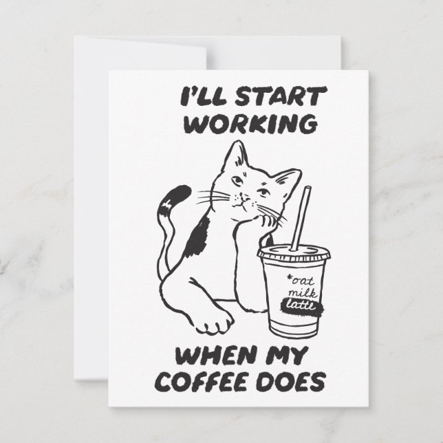 Rolig katt kaffebröd kort (Framsida)