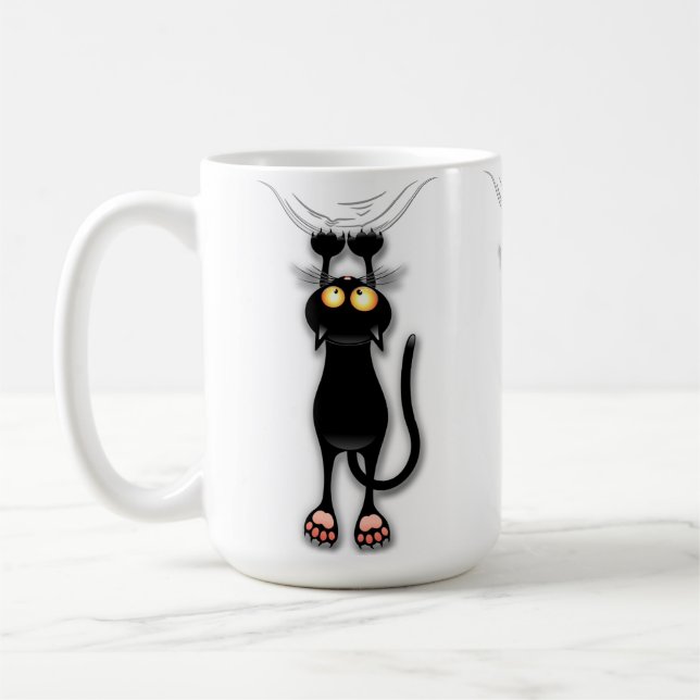 Rolig katt Karaktär Riverar Tyg Kaffemugg (Vänster)