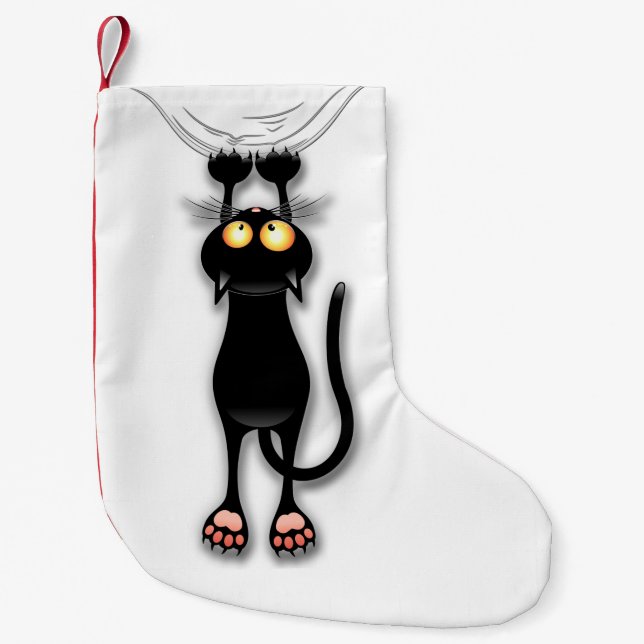 Rolig katt Karaktär Riverar Tyg Liten Julstrumpa (Framsidan)