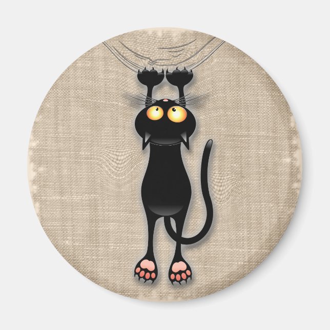 Rolig katt Karaktär Riverar Tyg Magnet (Framsidan)