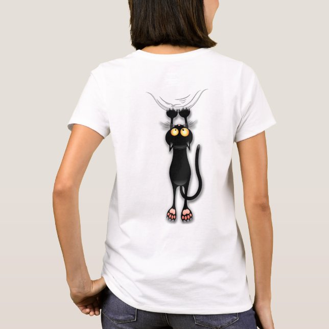 Rolig katt Karaktär Riverar Tyg T Shirt (Baksida)