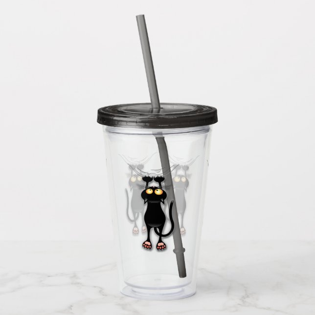Rolig katt Karaktär Riverar Tyg Take Away Mugg (Vänster)