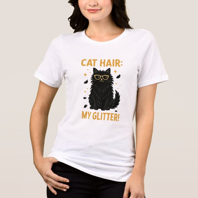 Rolig Katt Katt Hår Min Glitter T Shirt (Framsida)