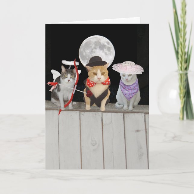 Rolig katt-/kattungevalentin helgkort (Framsida)