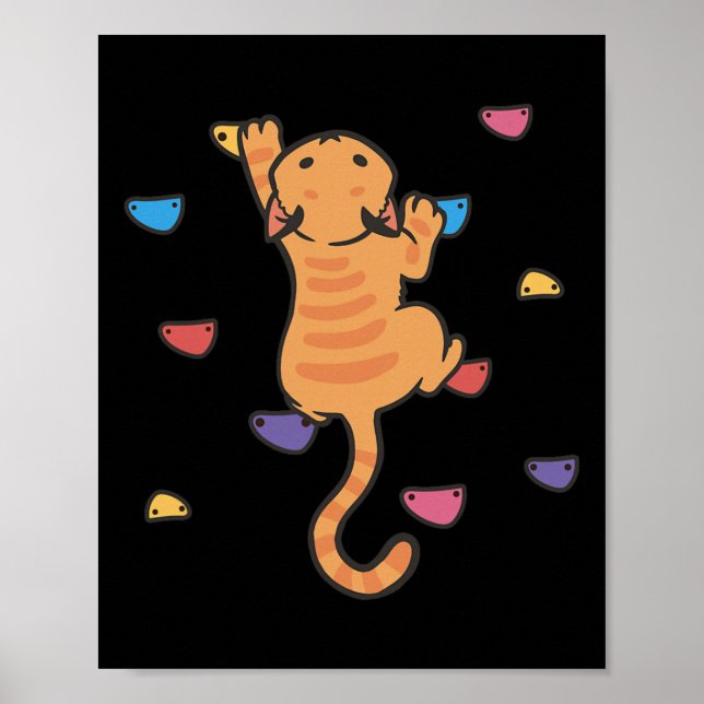 Rolig Katt Klättrare Klippklättring Söt Bouldering Poster (Framsidan)